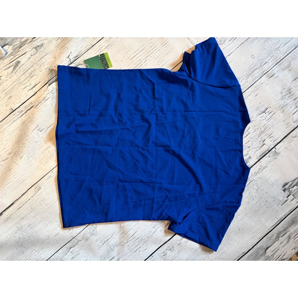 CozyFit Royal Blue V-Neck Scrub Top Short Sleeve Multi-Pocket Medical Uniform L - Picture 2 of 2